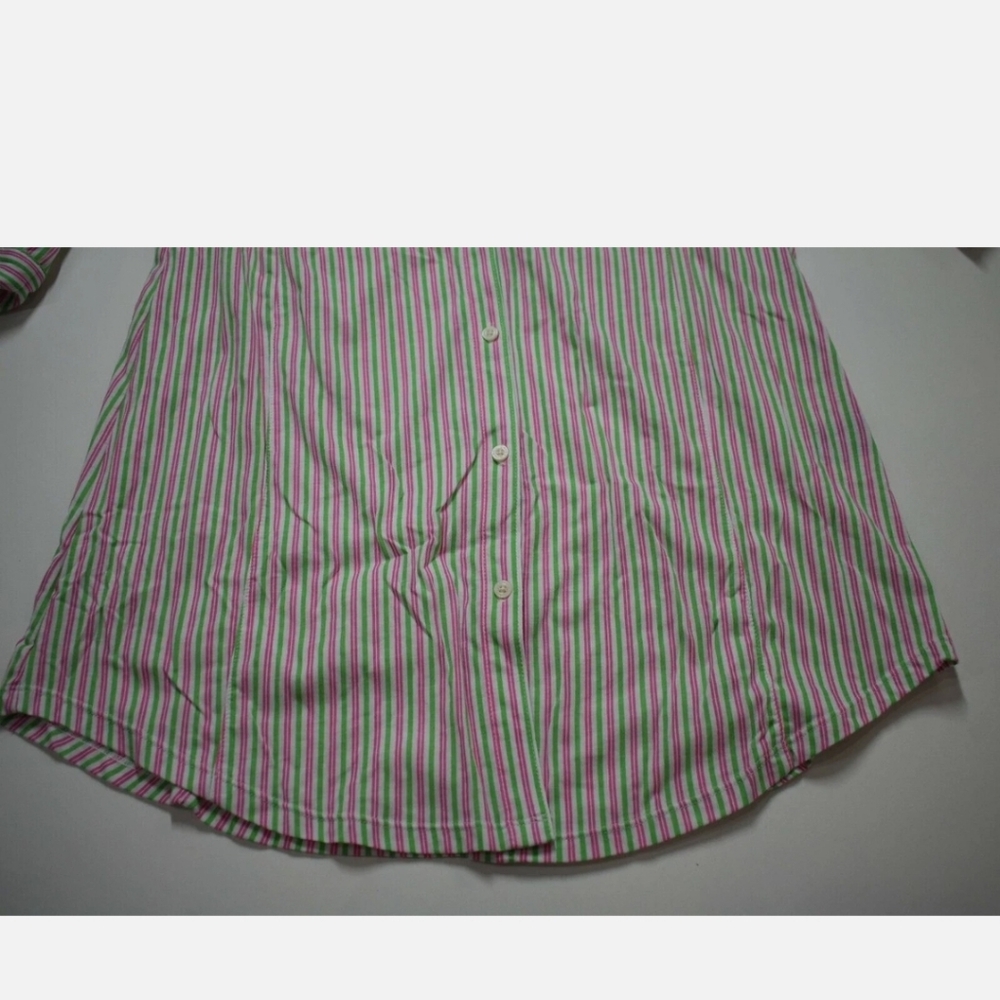 Lauren Ralph Lauren Pajama Womens Size L Pink Green Striped Gown Long Sleeve - Picture 6 of 13